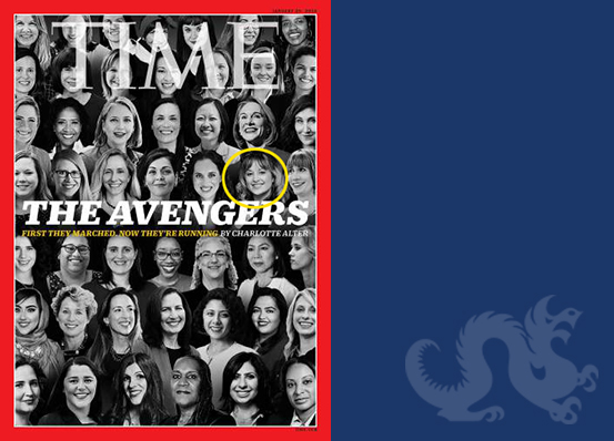 TIME magazine cover, with alumna Rachel Fingles, January 2018